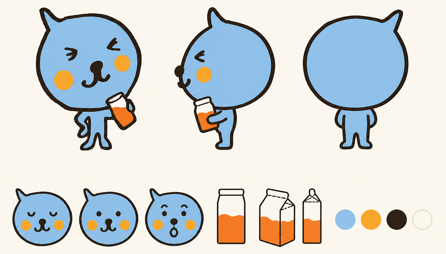 Qoo character turnaround and juice palette